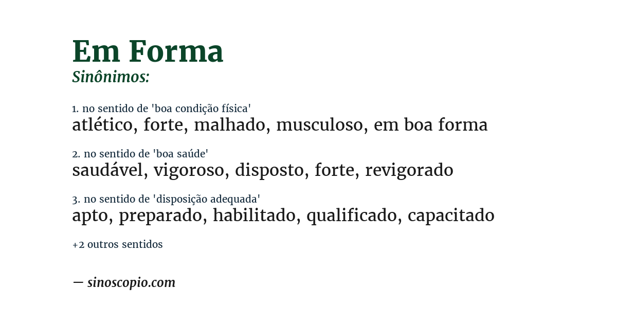 Sinônimo de em forma
