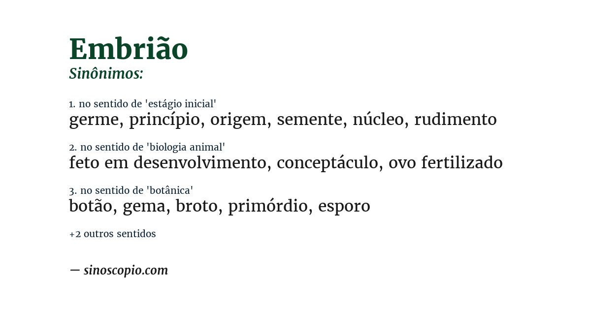 Sinônimo de embrião