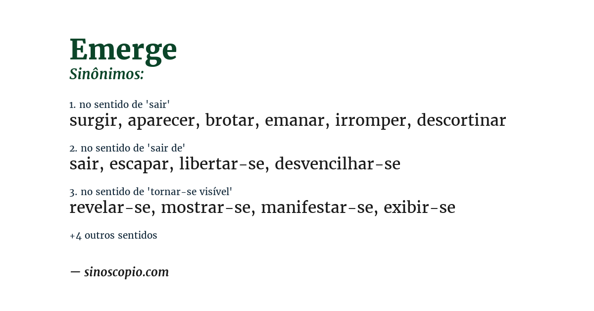 Sinônimo de emerge