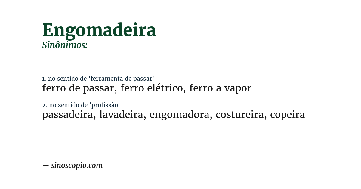 Sinônimo de engomadeira