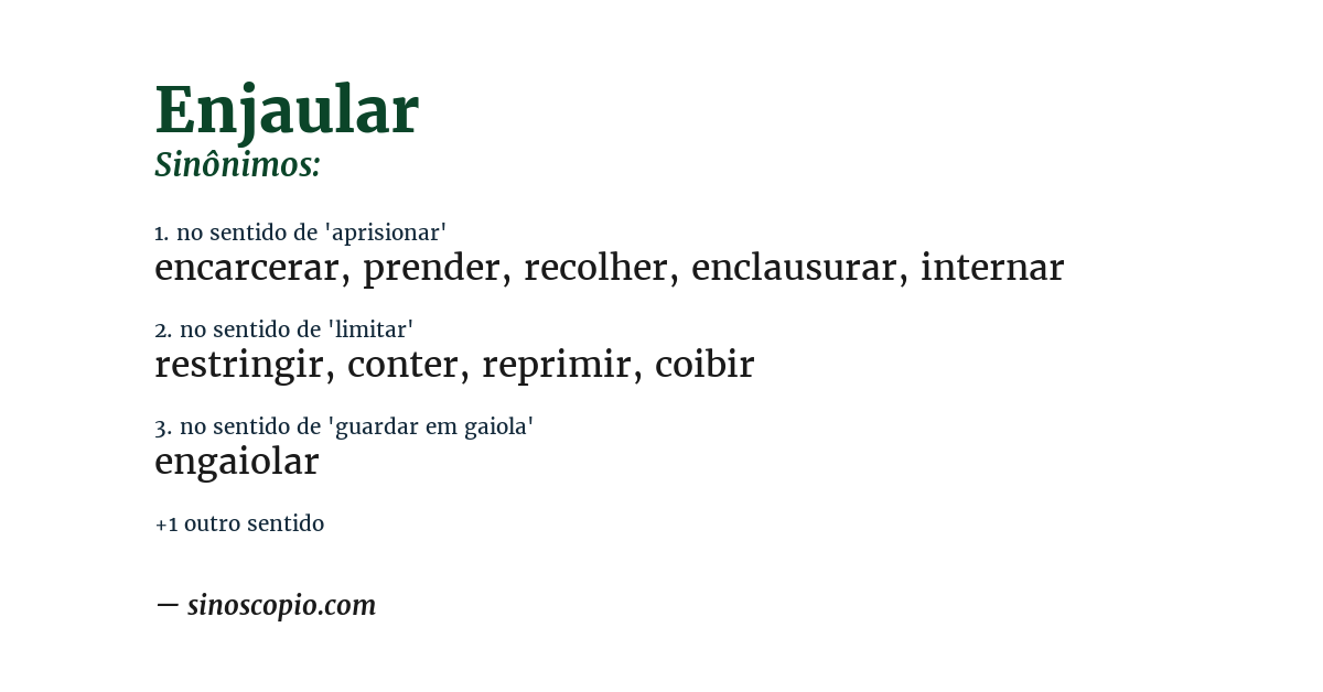 Sinônimo de enjaular