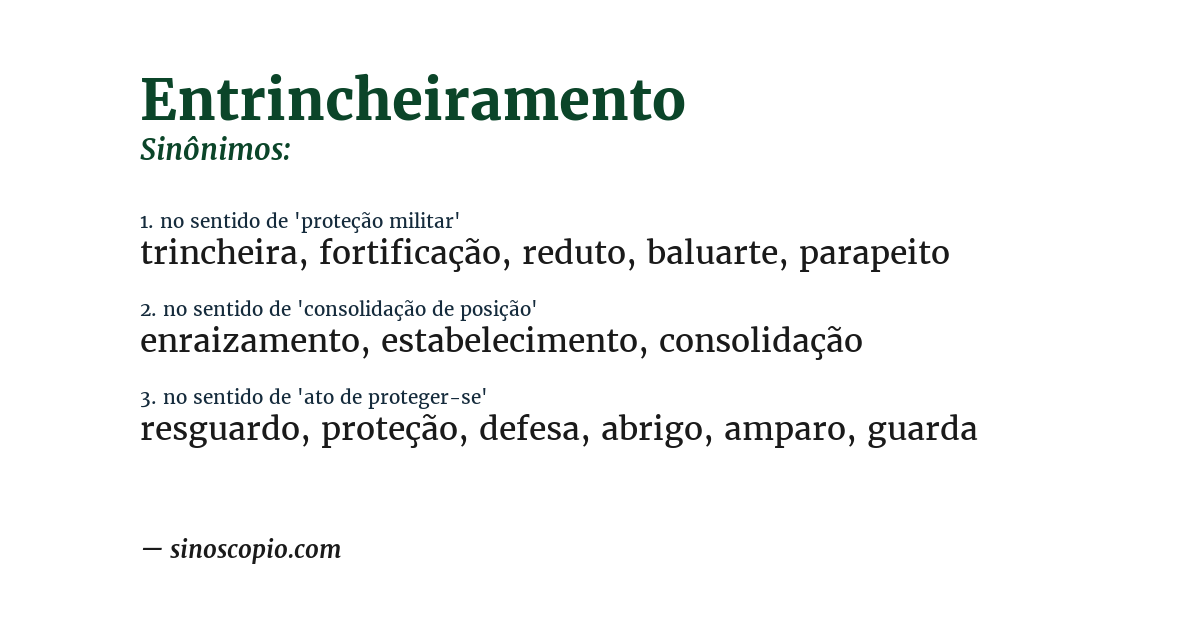 Sinônimo de entrincheiramento