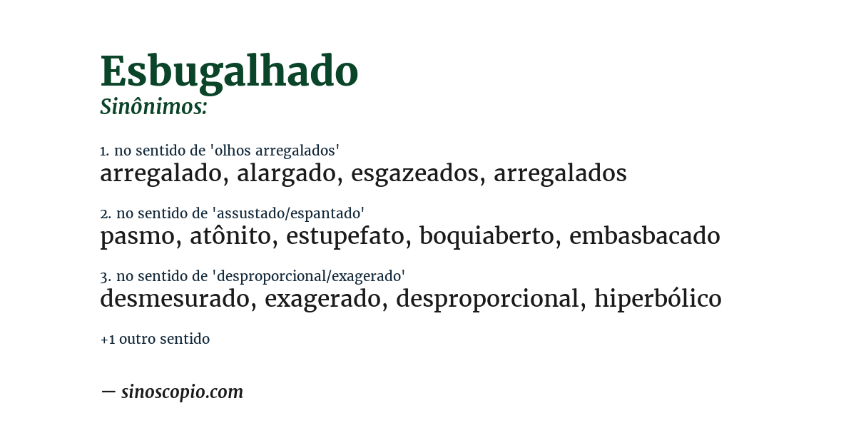 Sinônimo de esbugalhado