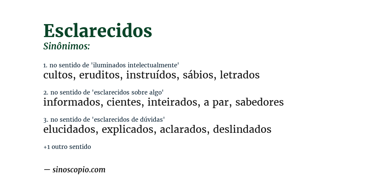 Sinônimo de esclarecidos