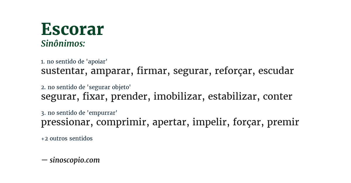 Sinônimo de escorar