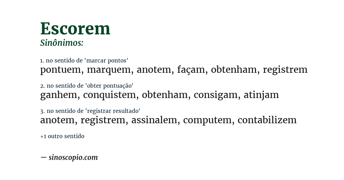 Sinônimo de escorem