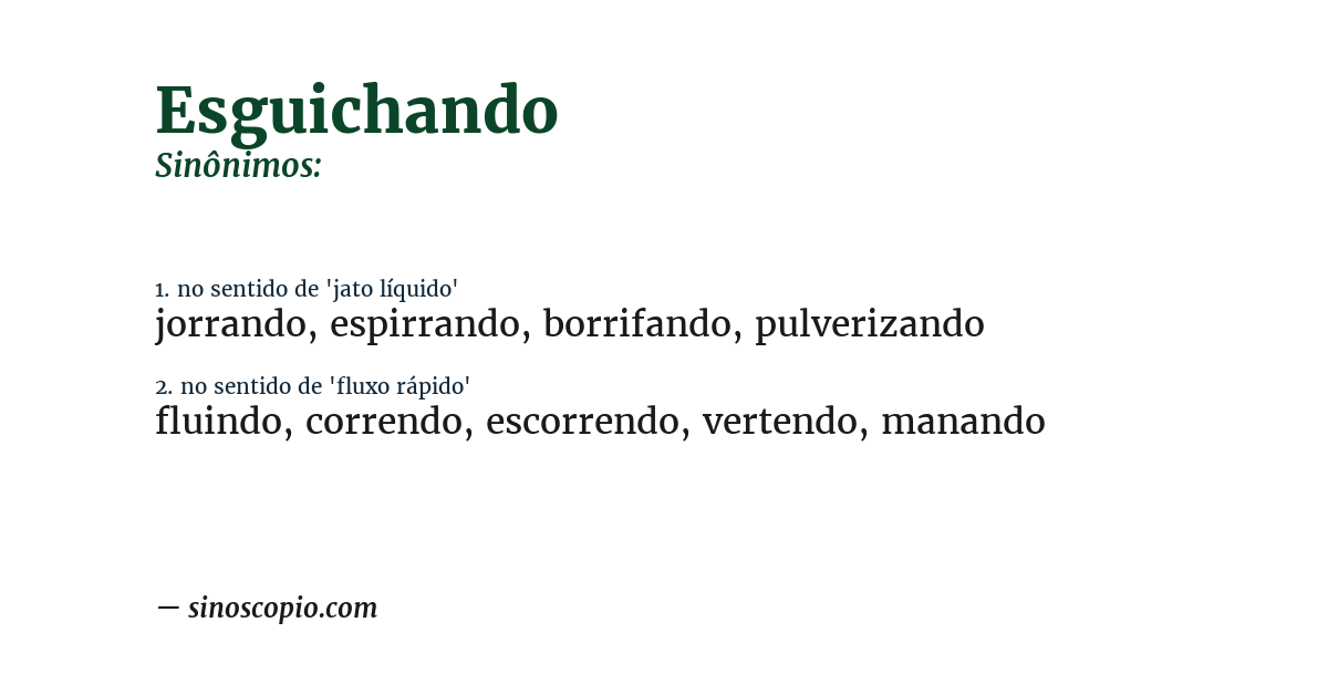 Sinônimo de esguichando