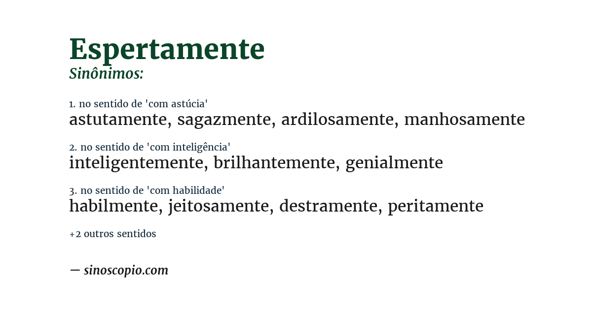 Sinônimo de espertamente