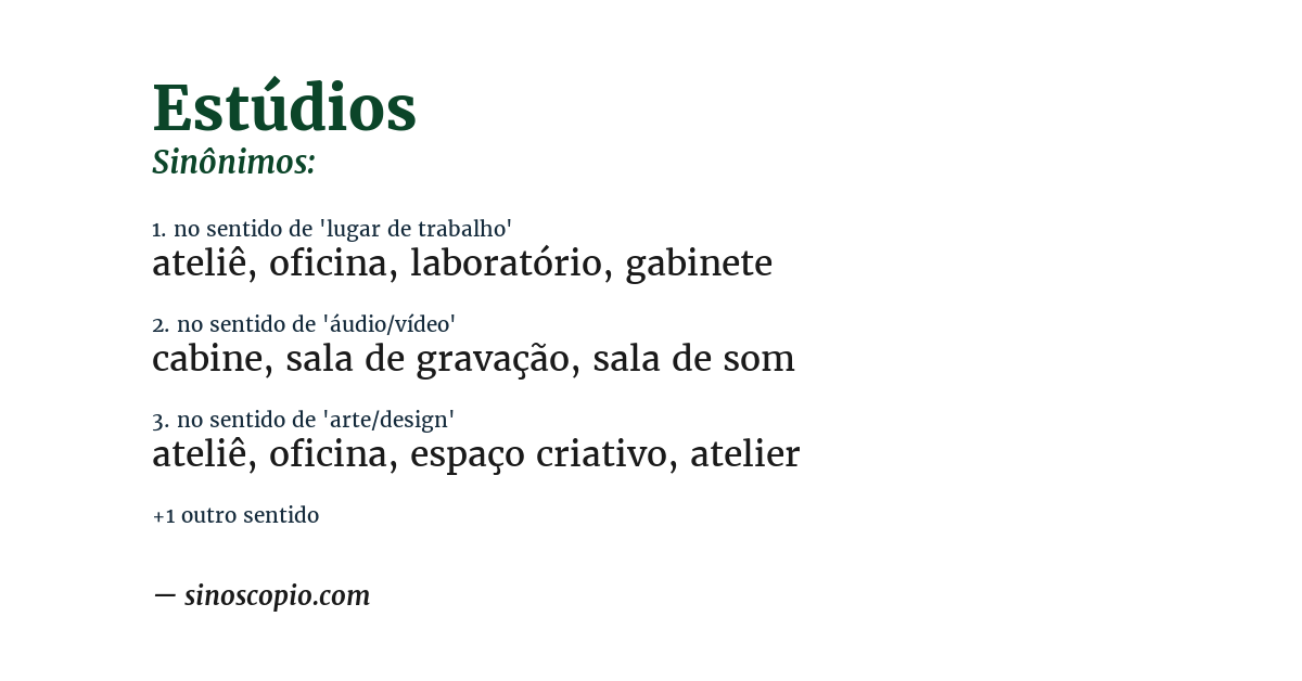 Sinônimo de estúdios