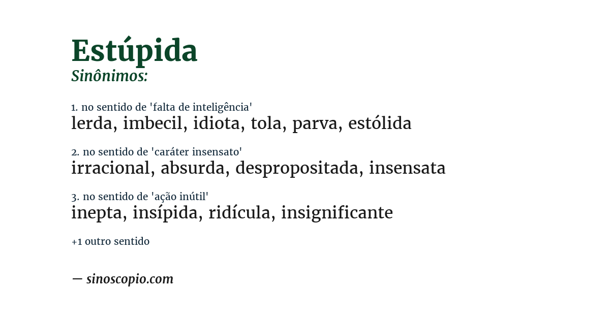 Sinônimo de estúpida