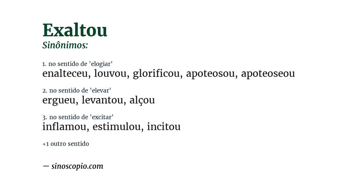 Sinônimo de exaltou