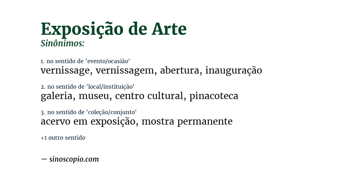 Sinônimo de exposição de arte