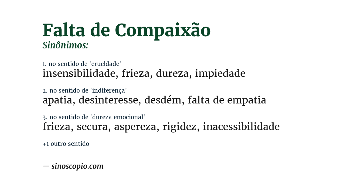 Sinônimo de falta de compaixão