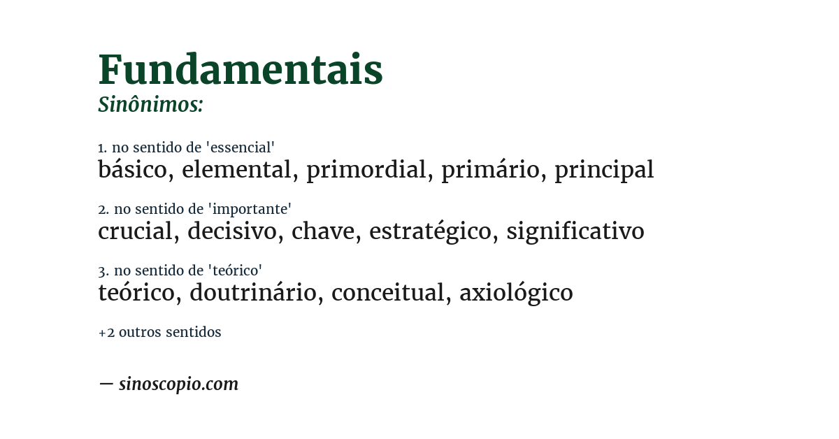Sinônimo de fundamentais