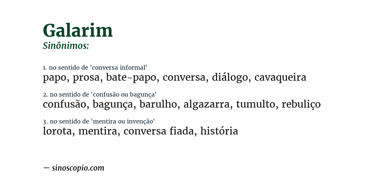 Sinônimo de galarim
