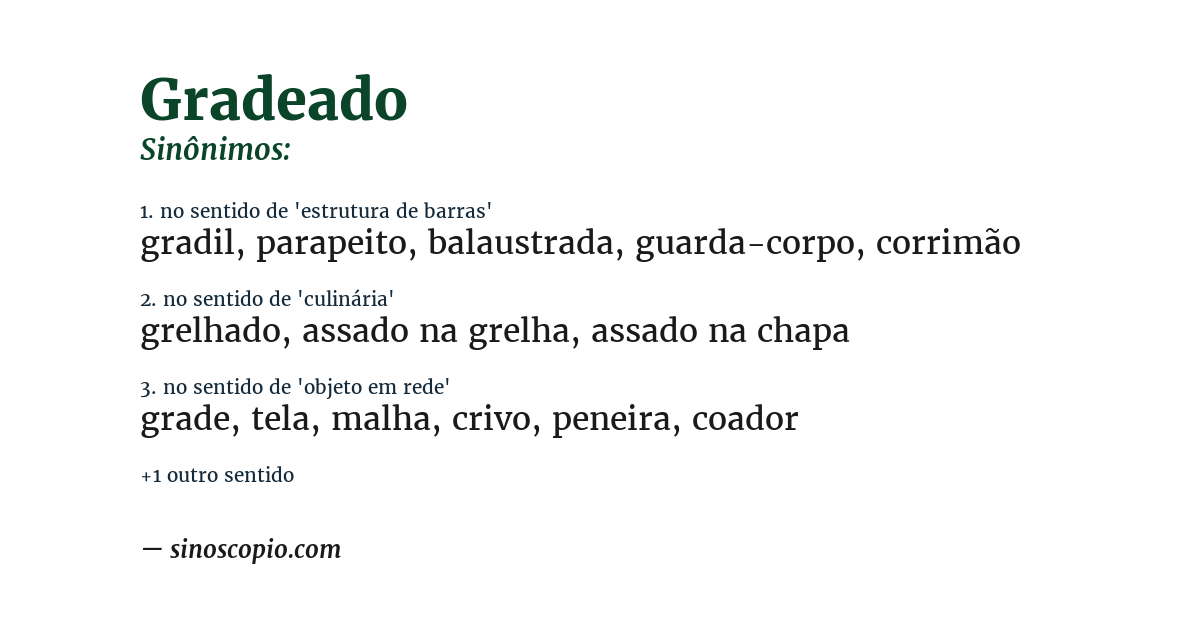 Sinônimo de gradeado
