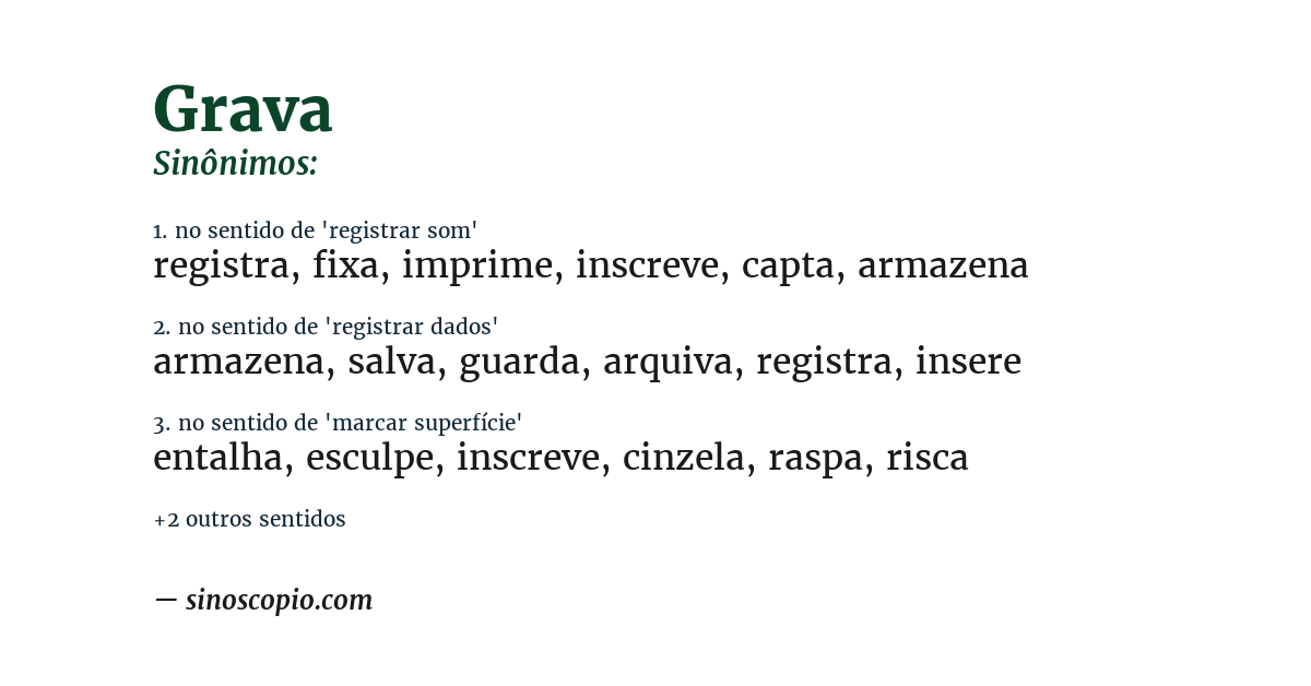 Sinônimo de grava
