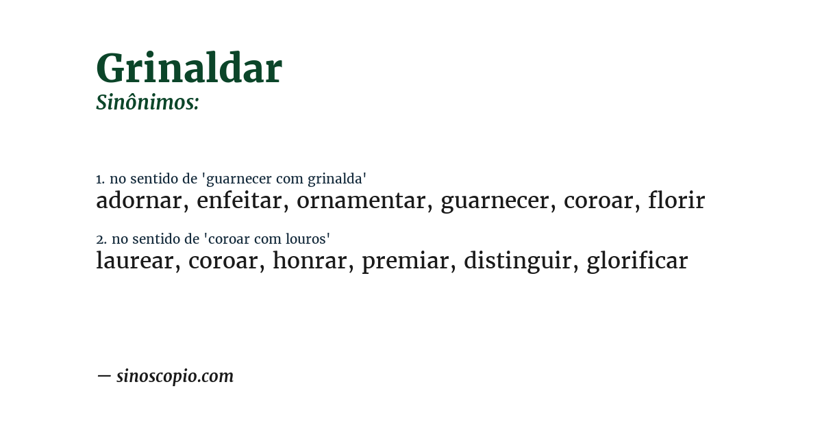 Sinônimo de grinaldar