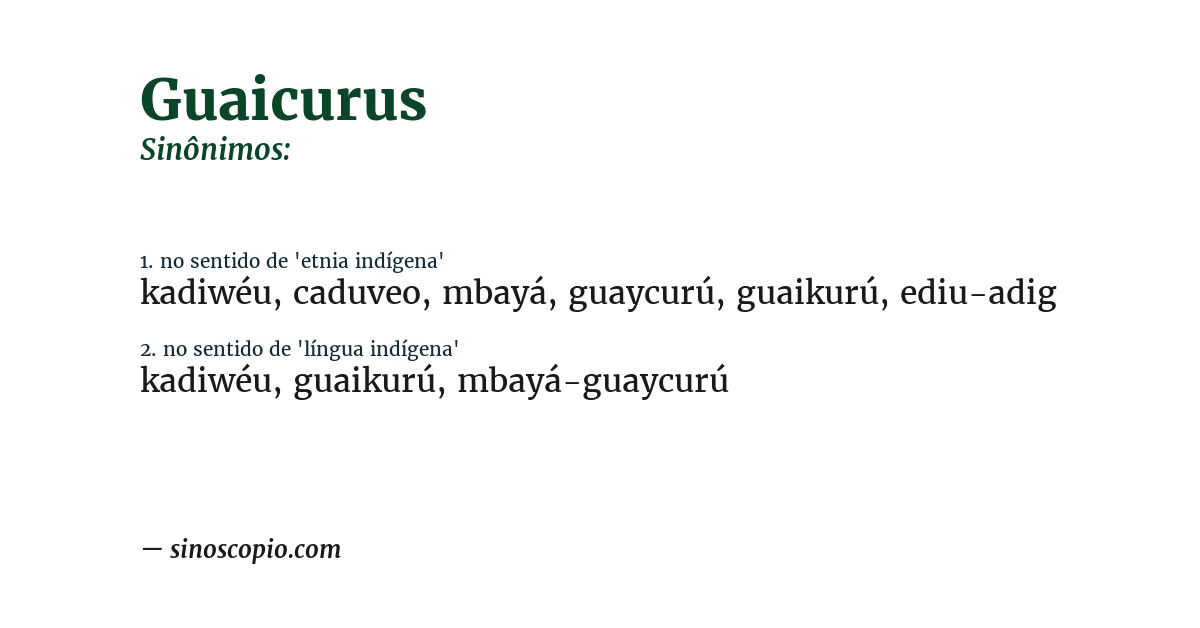 Sinônimo de guaicurus