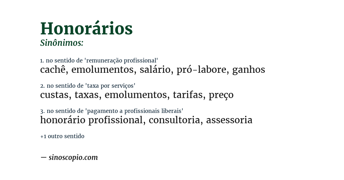 Sinônimo de honorários