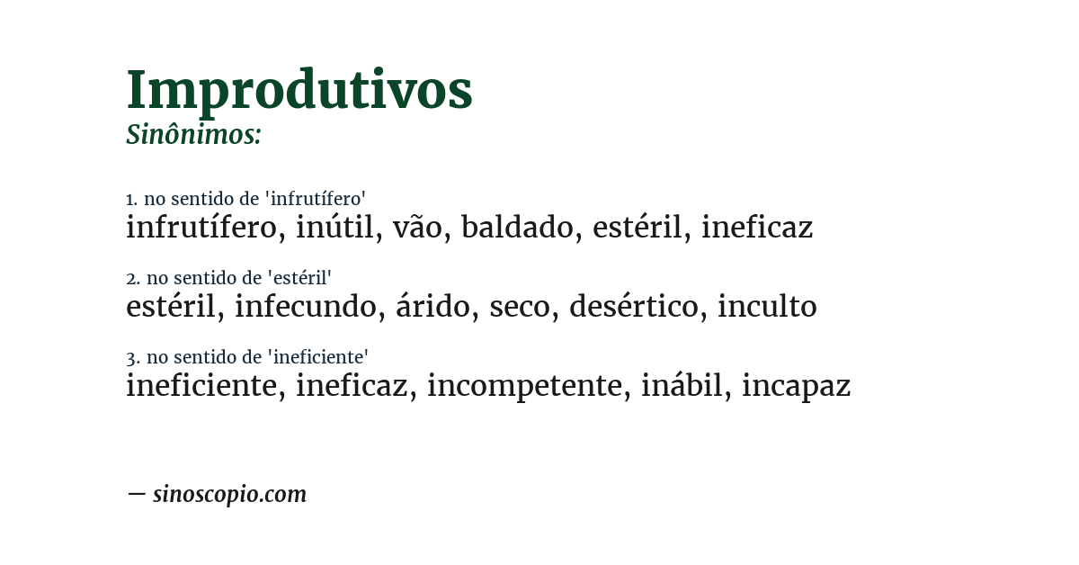 Sinônimo de improdutivos