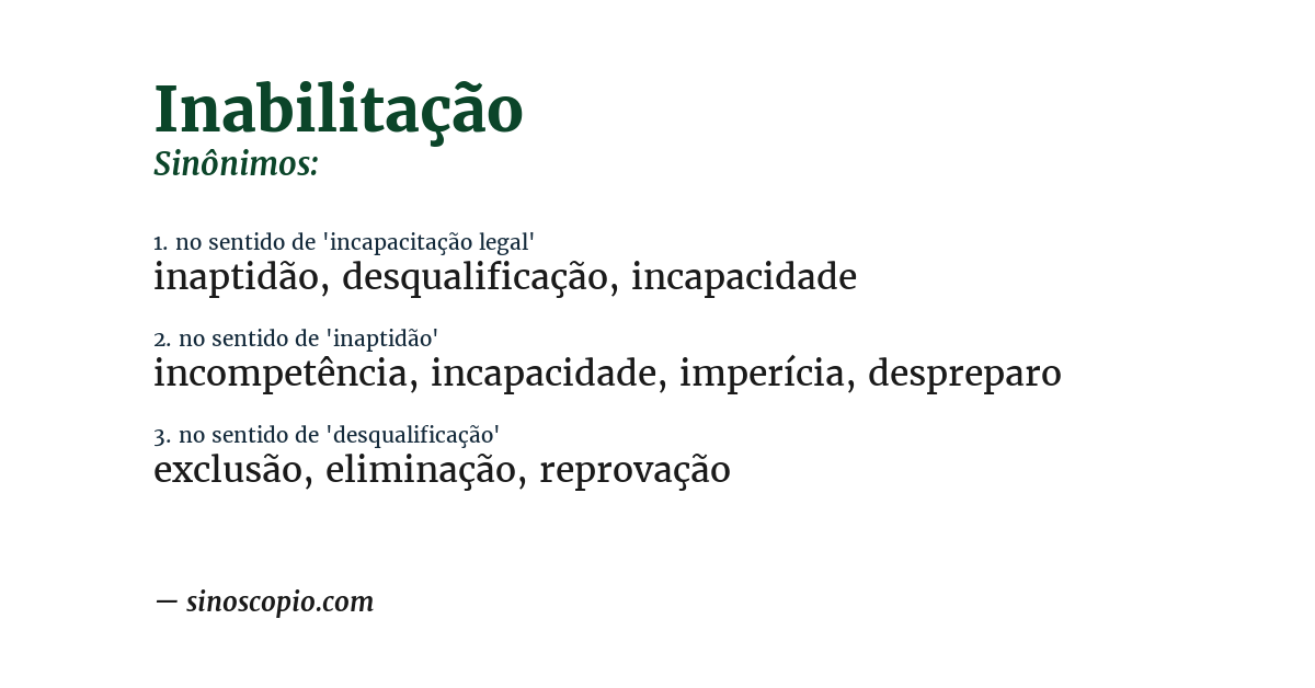 Sinônimo de inabilitação