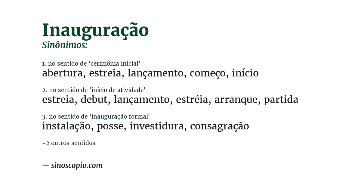 Sinônimo de inauguração