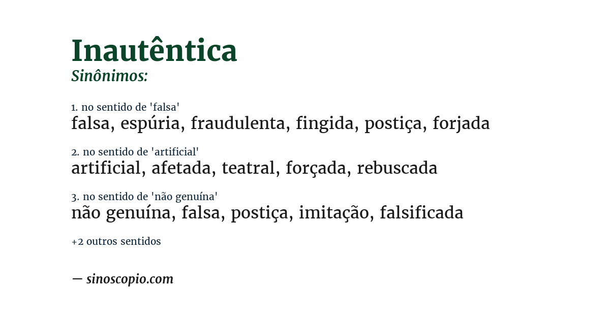 Sinônimo de inautêntica