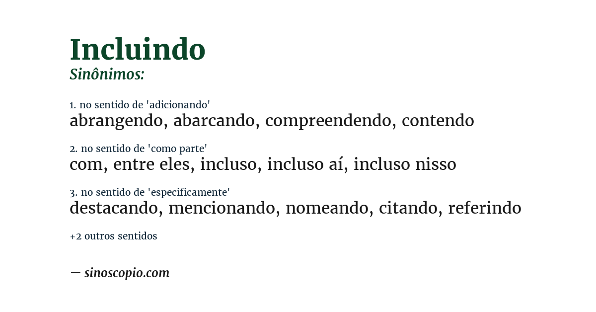 Sinônimo de incluindo