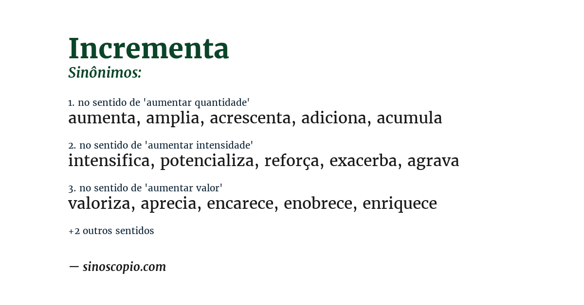 Sinônimo de incrementa