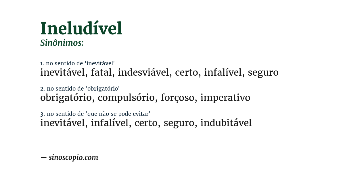 Sinônimo de ineludível