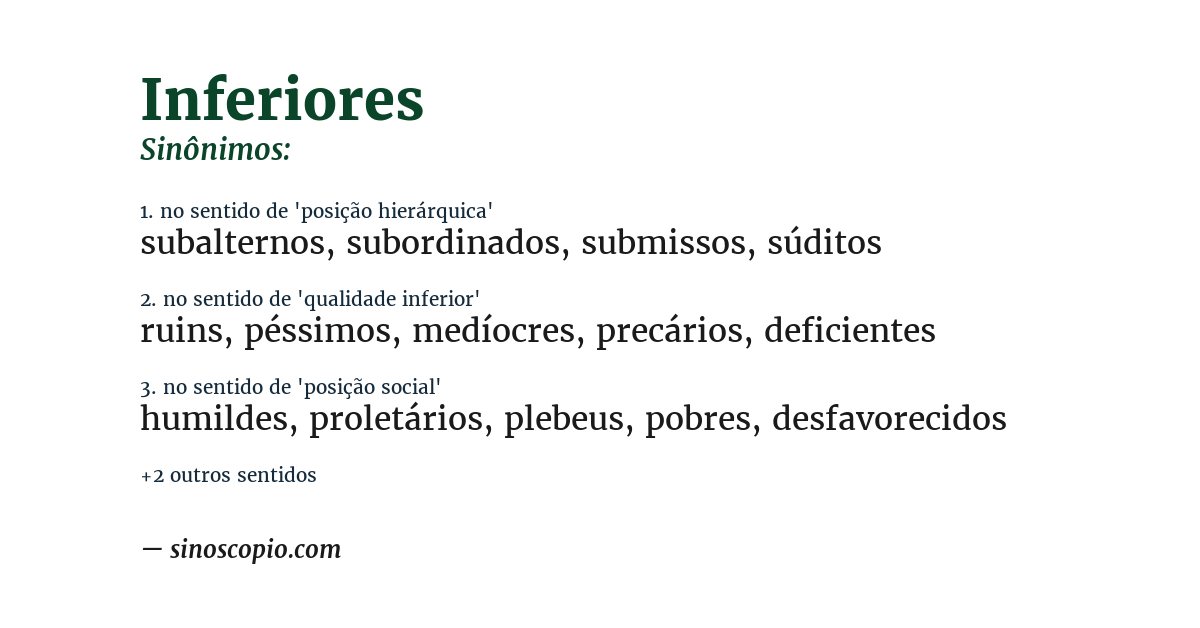 Sinônimo de inferiores