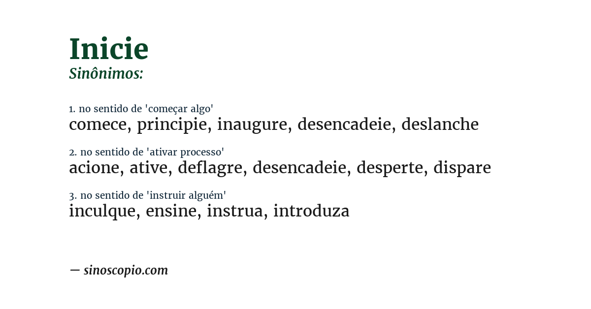 Sinônimo de inicie