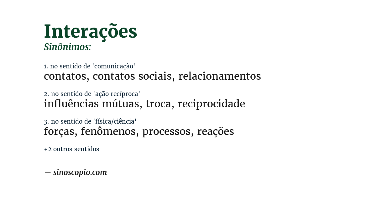 Sinônimo de interações