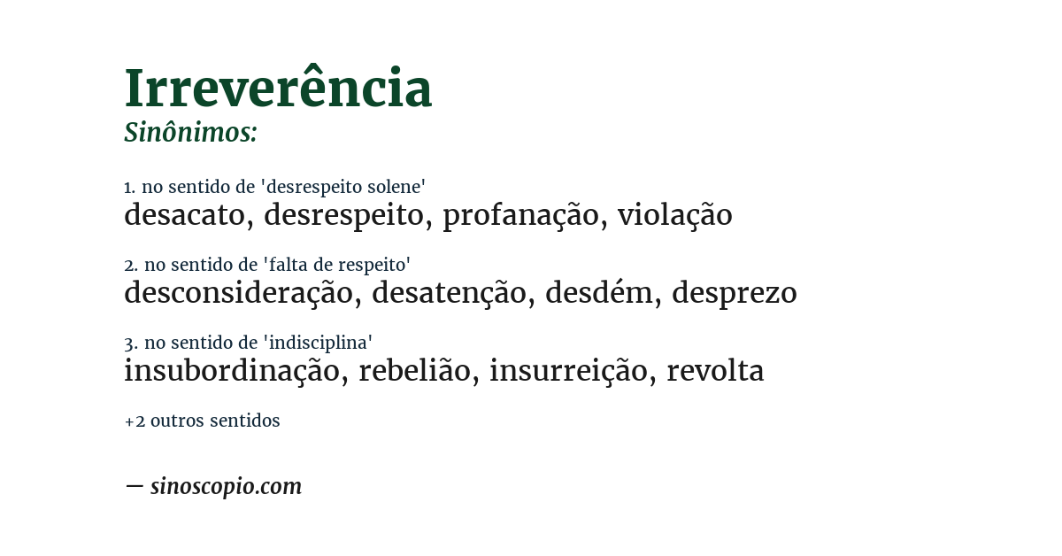 Sinônimo de irreverência