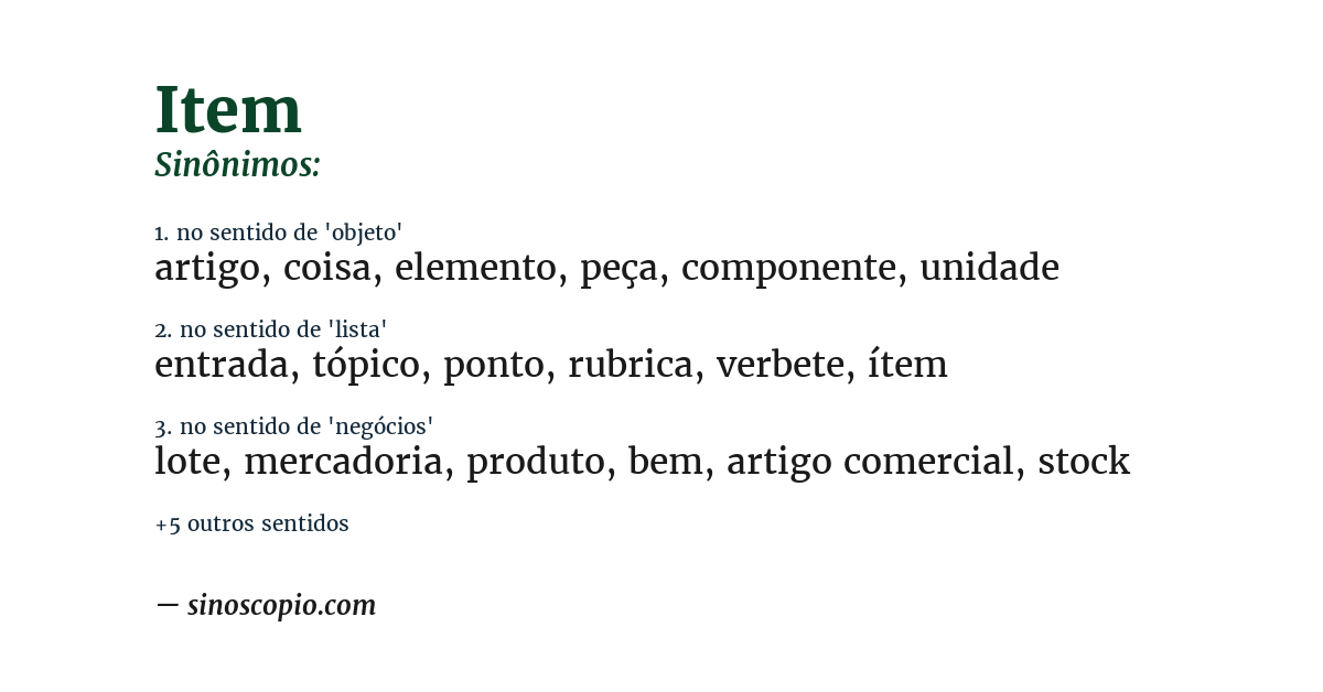 Sinônimo de item