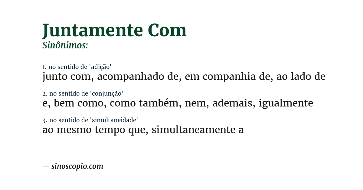 Sinônimo de juntamente com