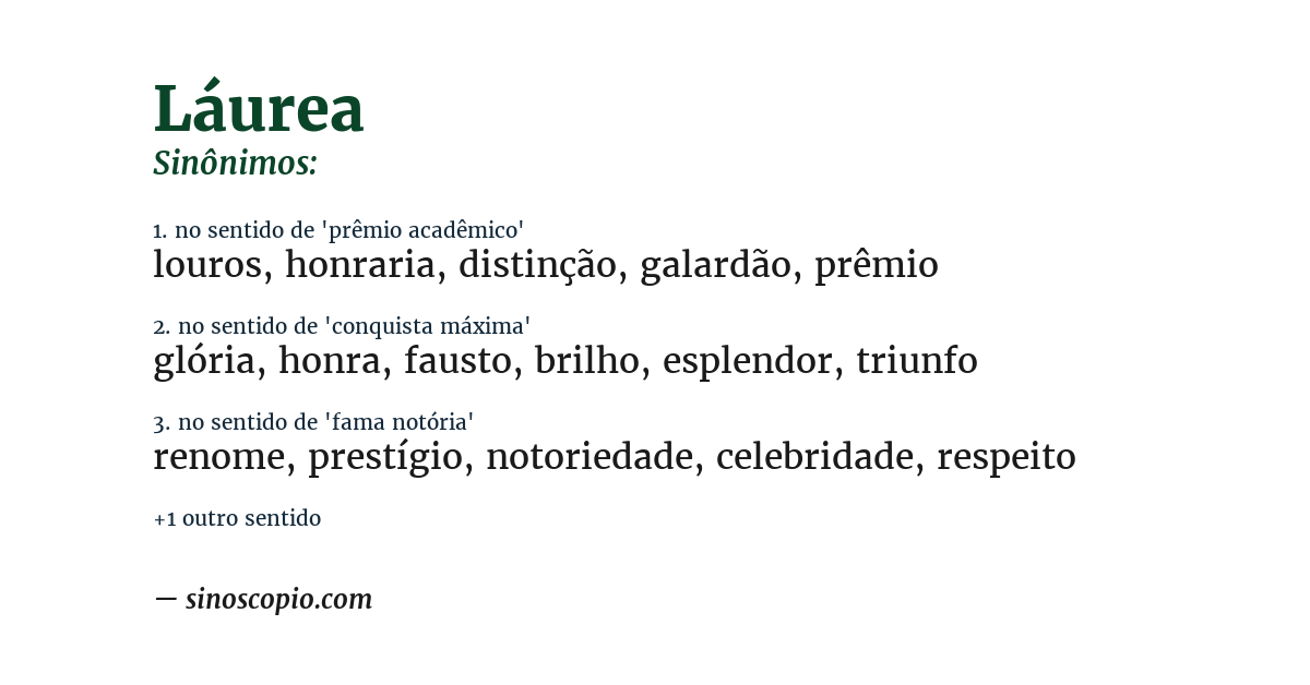 Sinônimo de láurea