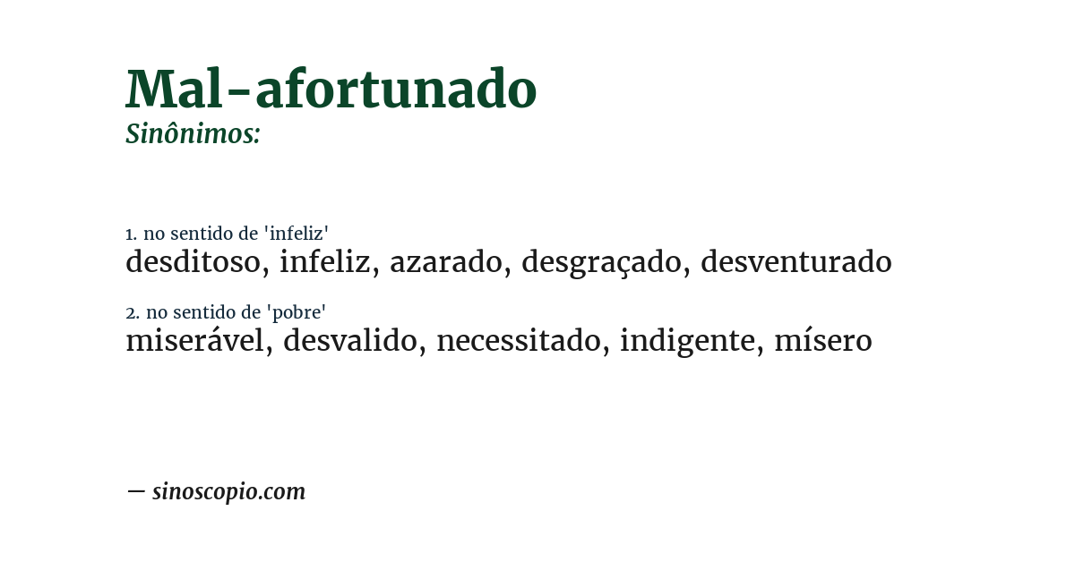 Sinônimo de mal-afortunado