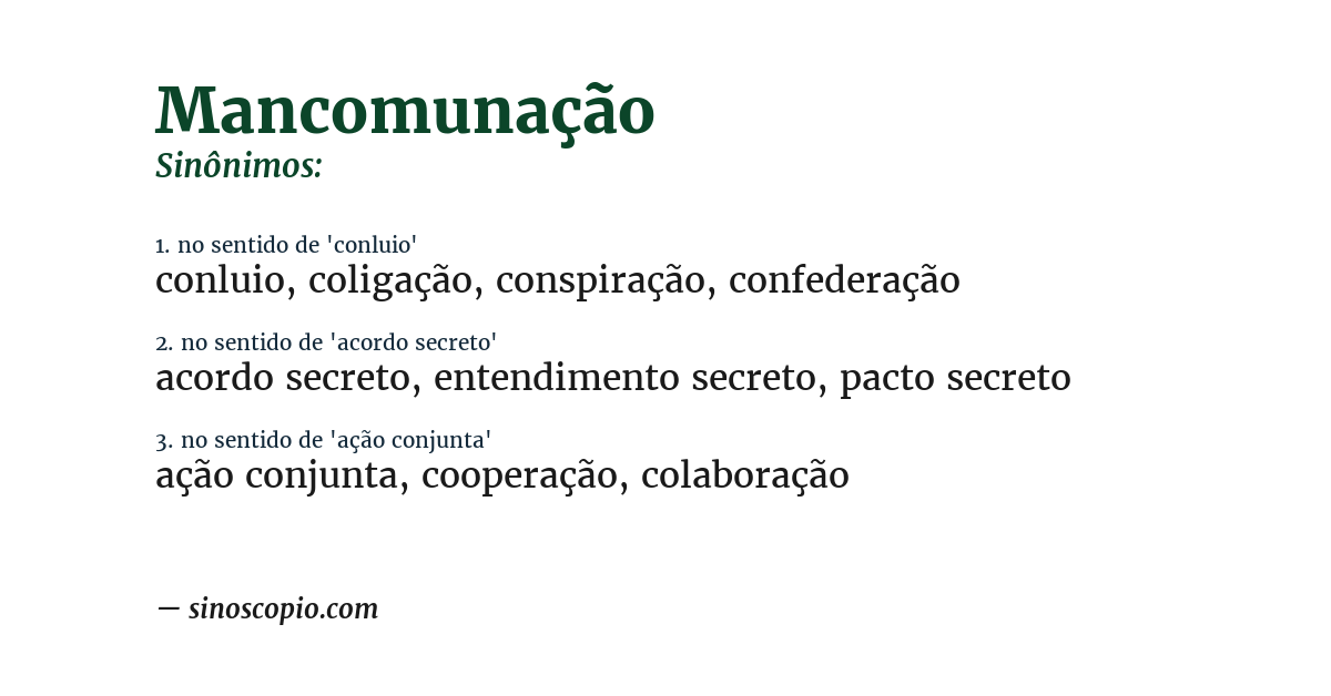 Sinônimo de mancomunação