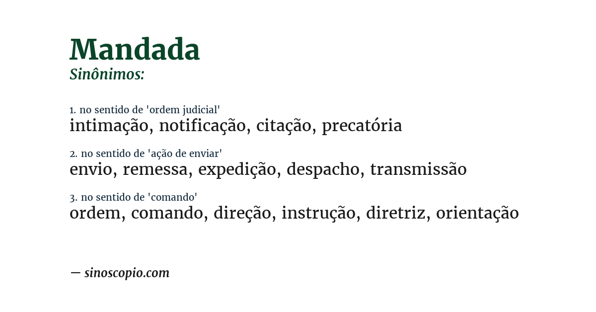 Sinônimo de mandada