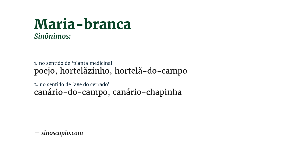 Sinônimo de maria-branca