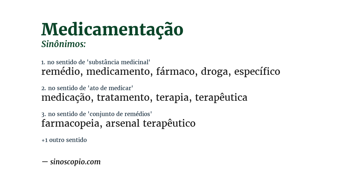 Sinônimo de medicamentação