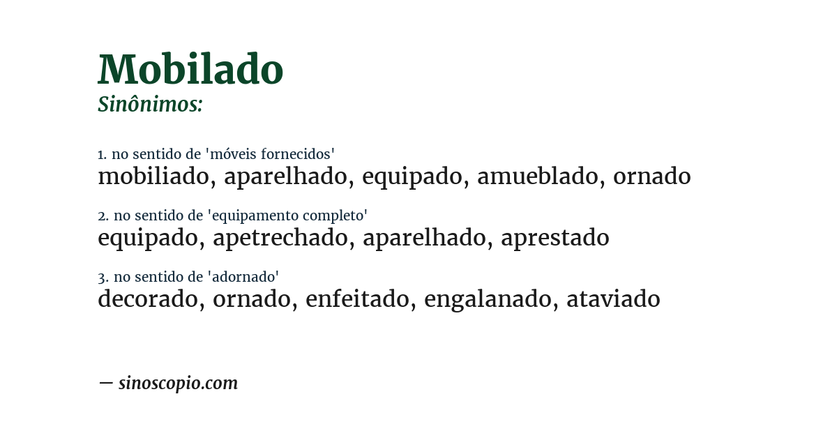 Sinônimo de mobilado