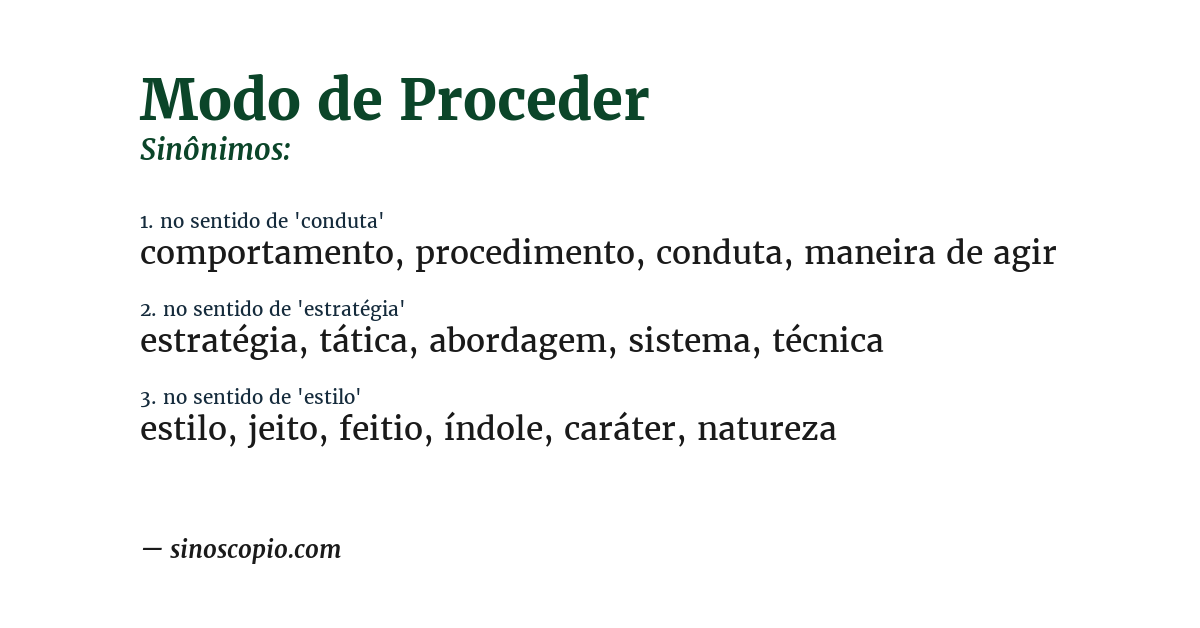 Sinônimo de modo de proceder