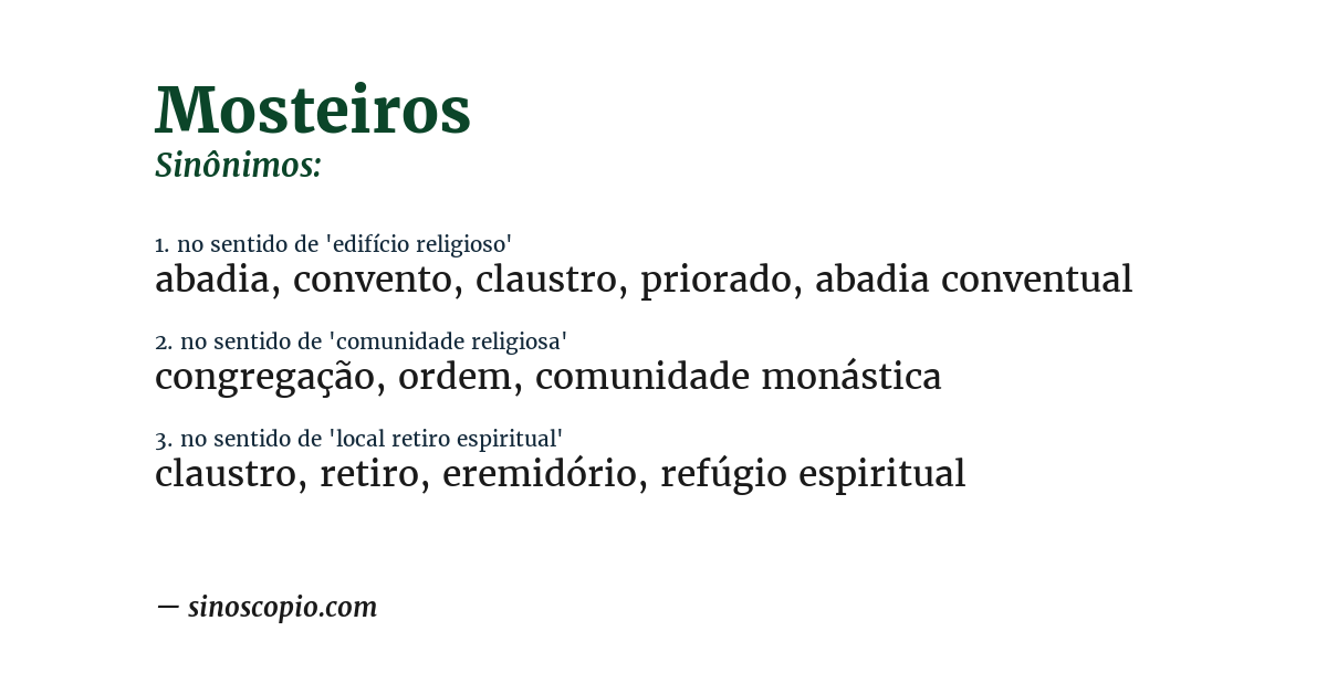 Sinônimo de mosteiros