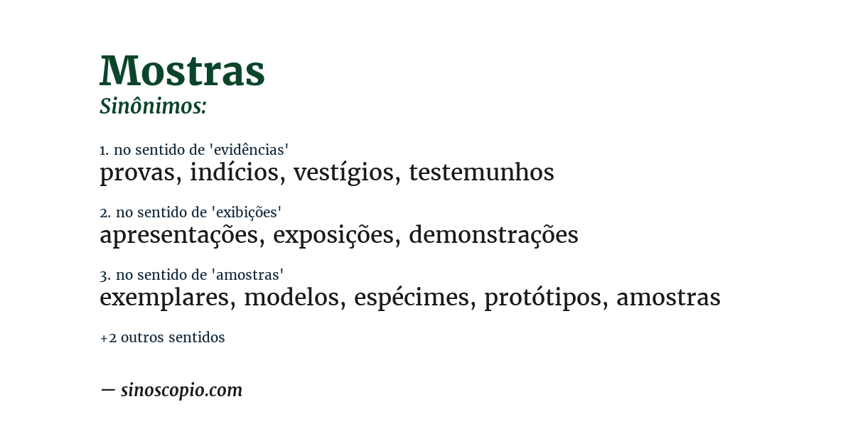 Sinônimo de mostras