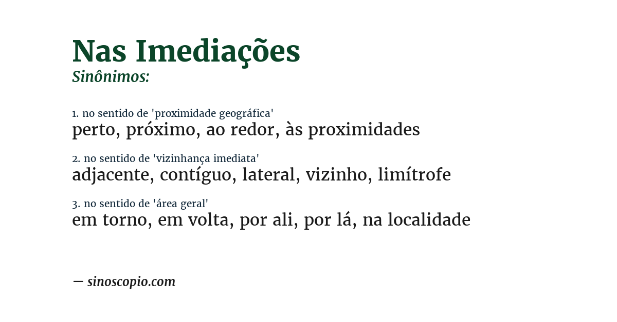Sinônimo de nas imediações