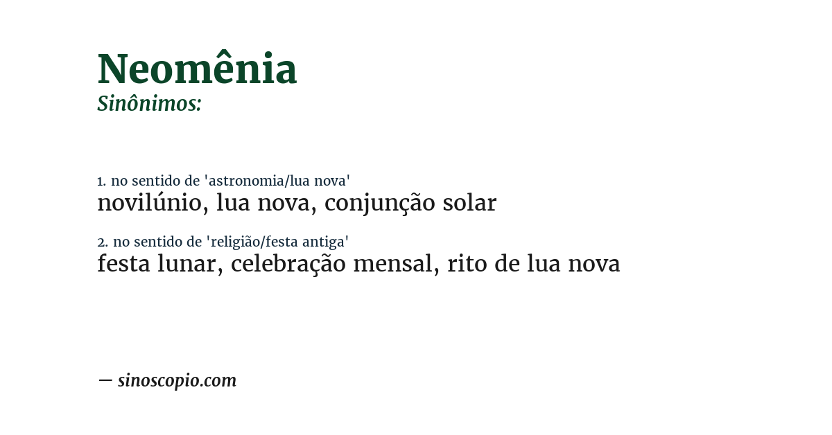 Sinônimo de neomênia