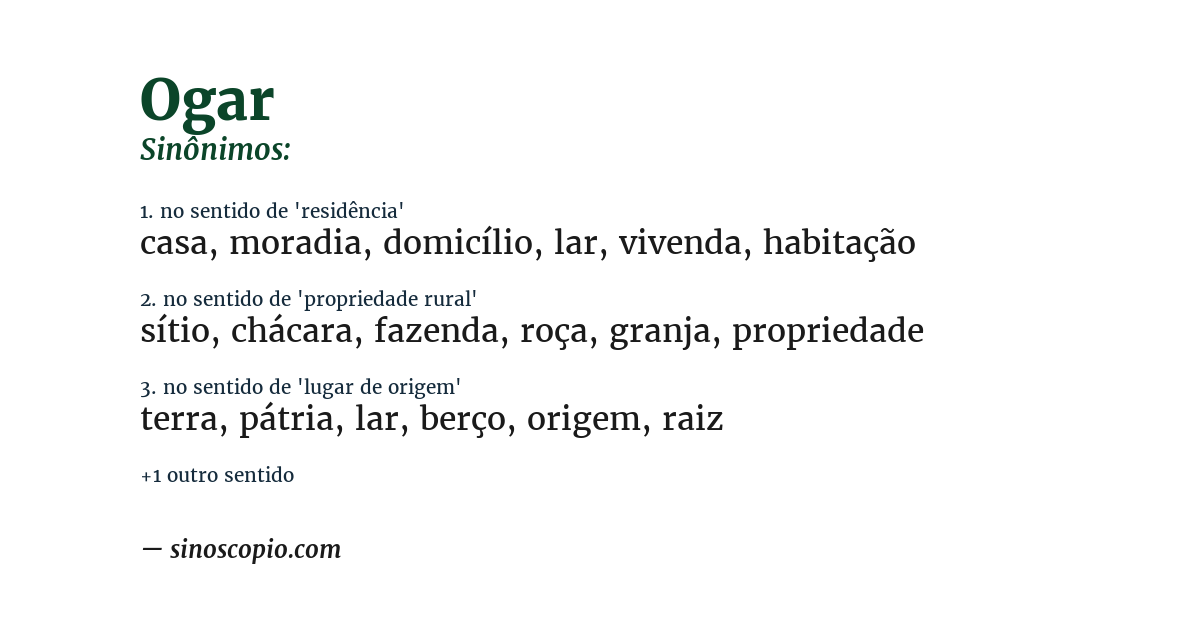 Sinônimo de ogar